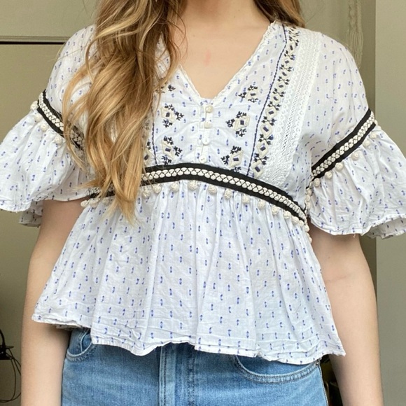 Zara | Boho Crop Top Cotton Embroidered - Picture 2 of 6